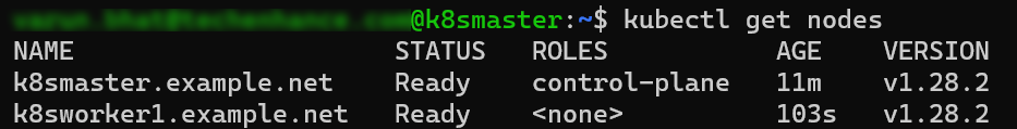 Setup a master and worker node in Kubernetes clsuter